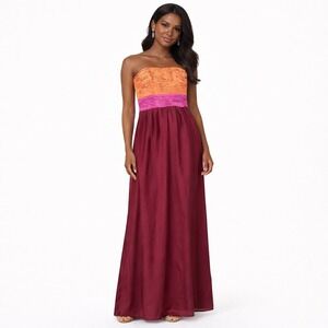 NWT Marisa Baratelli Evening Gown Pink Strapless Ruched Formal Black Tie Size 10